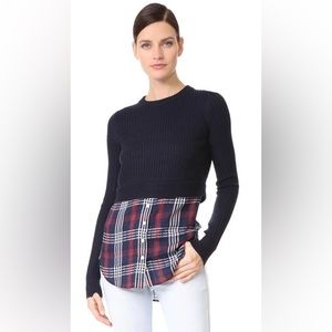 Veronica Beard Garret Mixed Media Ribbed Knit Tunic